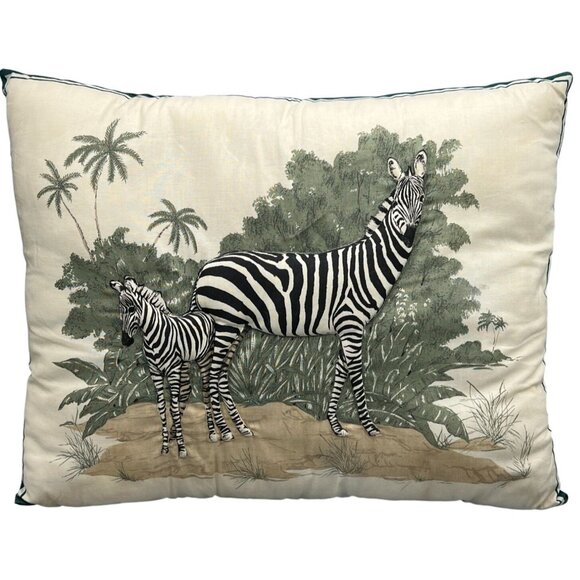 Zebra Mother & Baby Throw Pillow Safari Backdrop 3D Rectangular 20"x15" Jungle - Picture 1 of 16